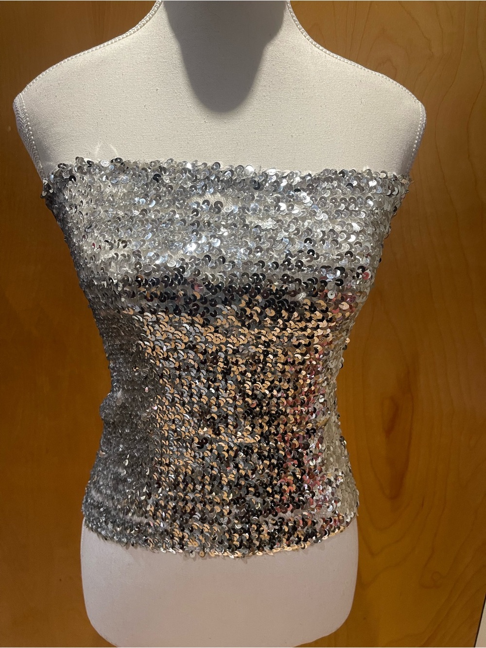 Silver sequin tube top or skirt size M